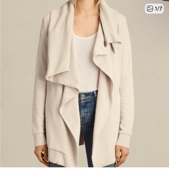 All Saints Light Pink Drape Front Sweater - Picture 1 of 4